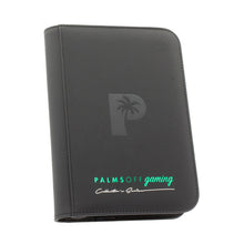 Load image into Gallery viewer, Palms Off Gaming- Collector&#39;s Series 4 Pocket Zip Trading Card Binder- BLACK
