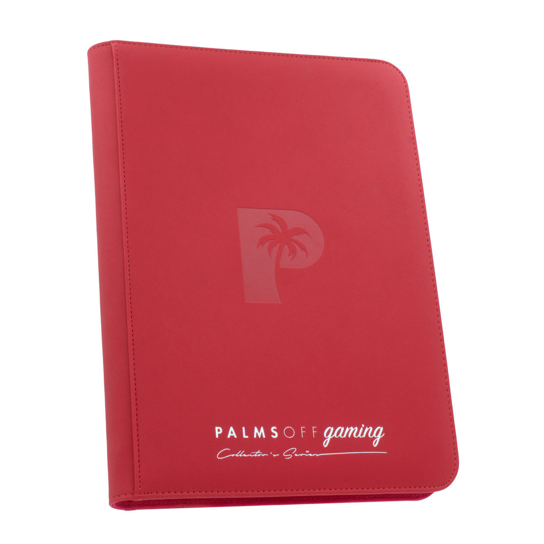 Palms Off Gaming- Collector's Series 9 Pocket Zip Trading Card Binder- RED